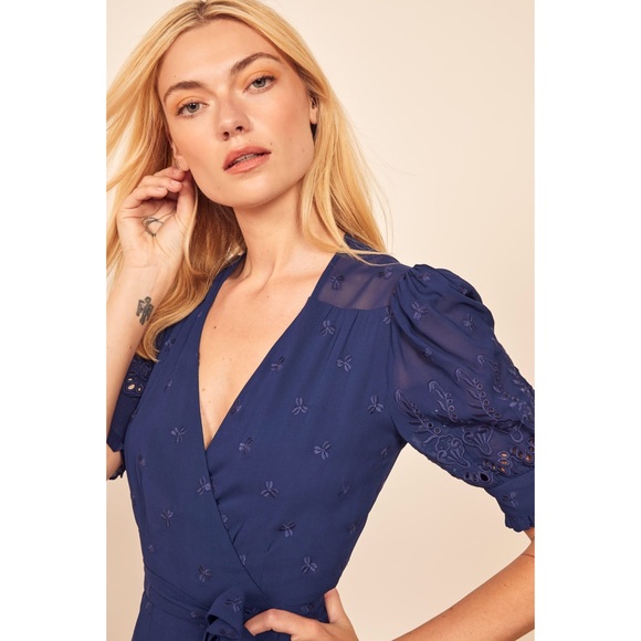 NWT REFORMATION Annalise Midi Wrap Dress Danube - Picture 3 of 10